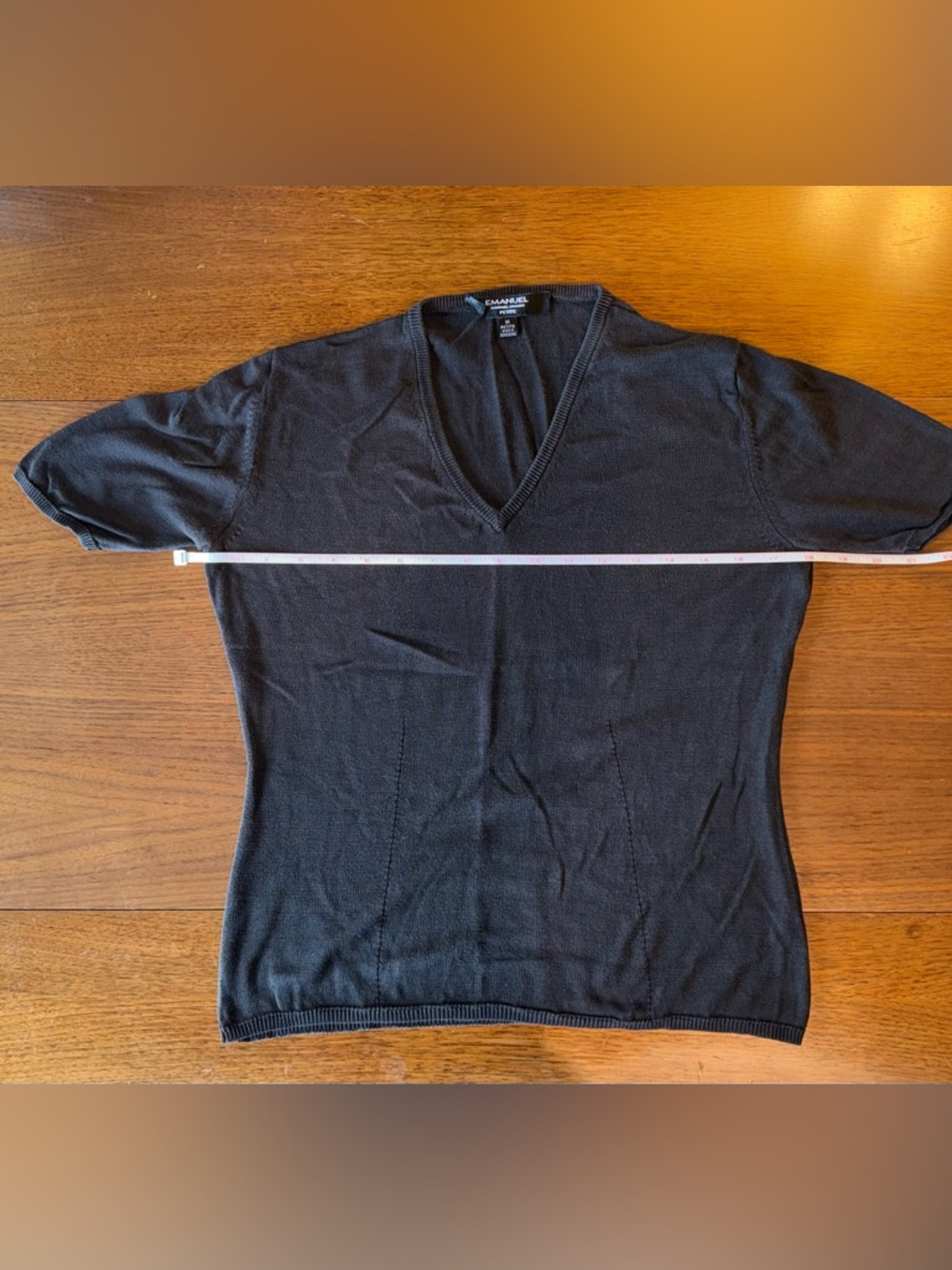 Emanuel Ungaro Petite V-Neck Short Sleeve Top in Charcoal - Picture 4 of 10